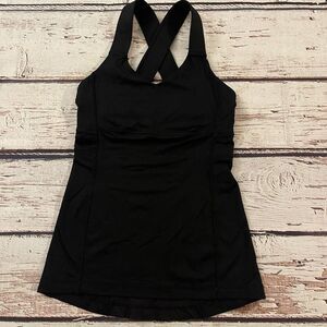 Lululemon Tank Top Criss Cross Straps Black Size 4 Women's Activewear Yoga